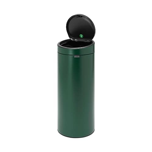 Image of Brabantia 30L Kitchen Touch Bin New (Pine Green) Removable Lid, Soft-Touch Open, Easy Clean Rubbish Waste Bin + Free Bin Bags