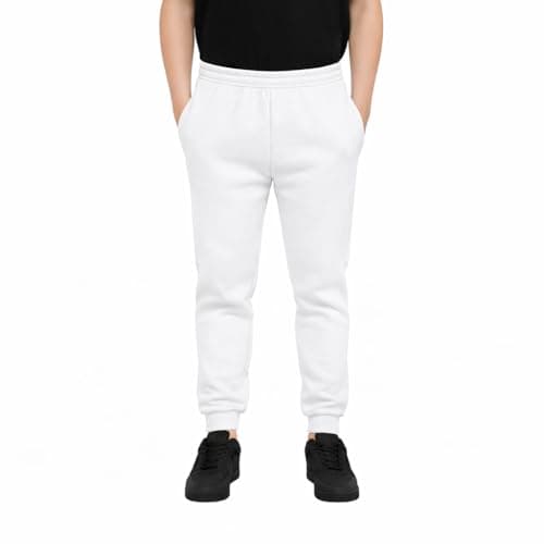 Image of KHIM Jogging Trouser Tracksuit Bottom Pant Kids Unisex Girls Boys Activewear White