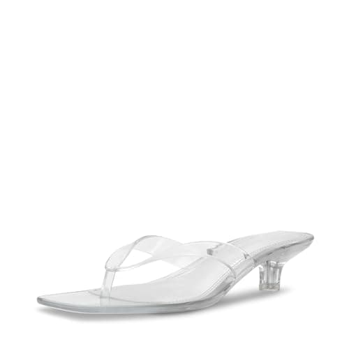 Image of Steve Madden Women's Tracie Heeled Sandal, Clear, 6 UK