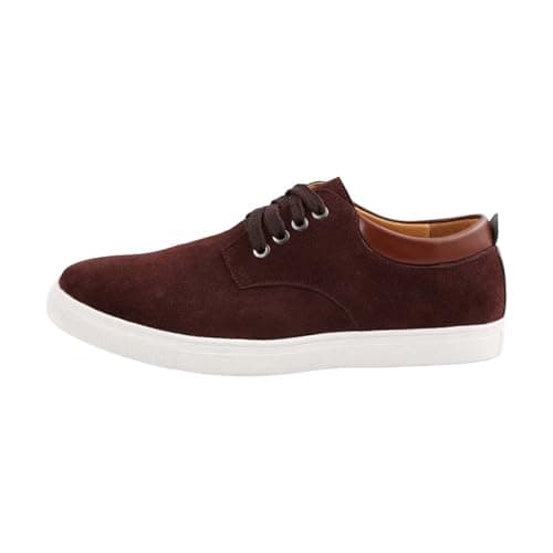 Image of Men's Flat Suede Trainers, Non-Slip Casual Shoes with Lacing, Sports Shoes, Walking Shoes, Plain Fitness, Jogging, Men's Shoes, Running Shoes, Street Running Shoes for Everyday Use, brown, 13.5 UK