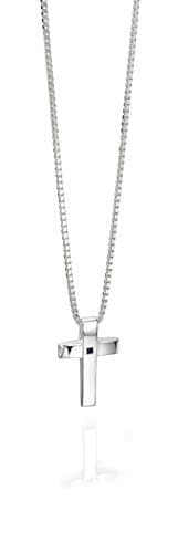 Image of Fred Bennett Sterling Silver for Men's Cross Pendant with Sapphire and Chain of 51cm