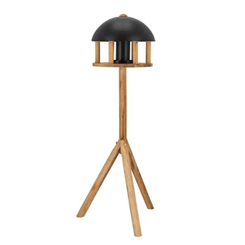 Image of Esschert Design Round Oak Bird Table With Black Roof