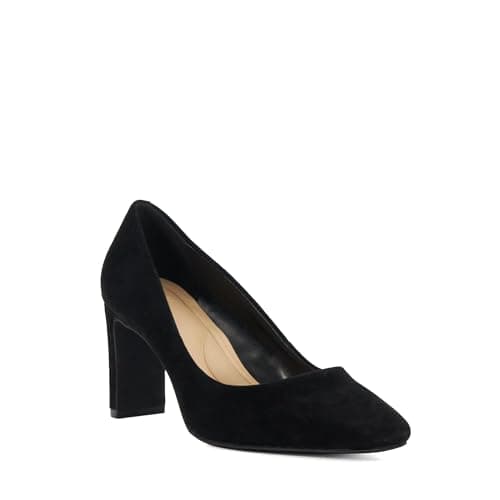 Image of Dune London Ladies Arriving High Block Heel Court Shoes Size UK 5 Suede Black