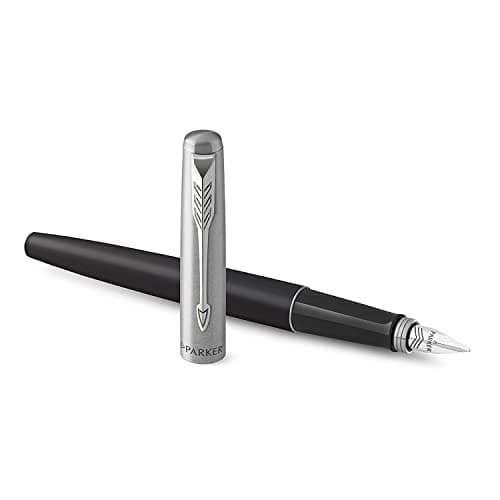 Image of Parker Jotter Fountain Pen | Bond Street Black | Medium Nib Blue Ink | Gift Box