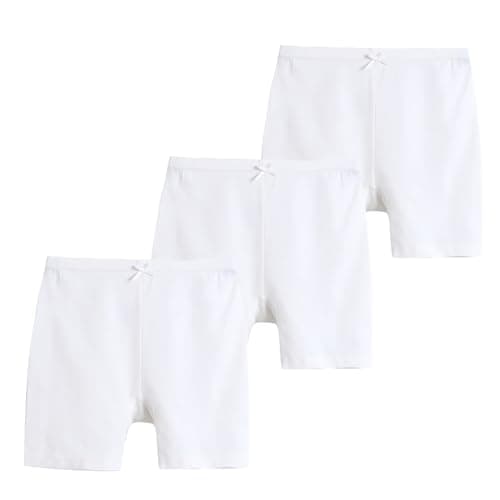 Image of Allmeingeld Girls' Cotton Shorts Stretchy Bike Shorts White 6 Years