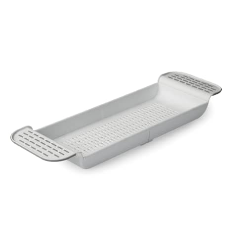 Image of Blue Canyon Extendable Over Bath Rack| Durable Plastic Shower Caddy| Convenient Bathroom Storage for Soaps, Sponges, Bath Bombs & Glasses of Bubbly| (Slate) (17 x 77 x 6 cm, White)