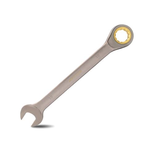 Image of Meccion Combination Wrench 10mm Metric Open End Ratcheting Wrench - Industrial Grade Gear Spanner with Grey Nickle Plated