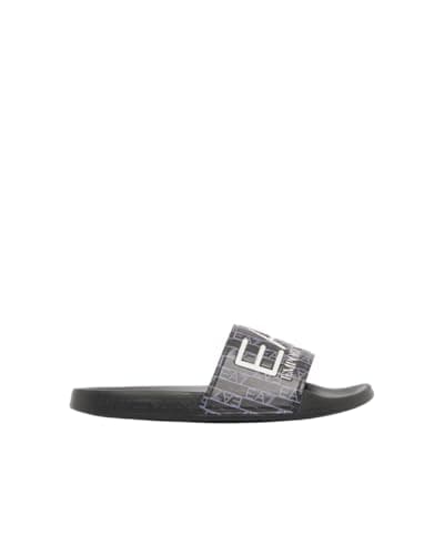 Image of EA7 Emporio Armani Unisex Slippers with Maxi Logo 7X000108AF15118 8056643653754-45, Black Grey, 6.5 UK