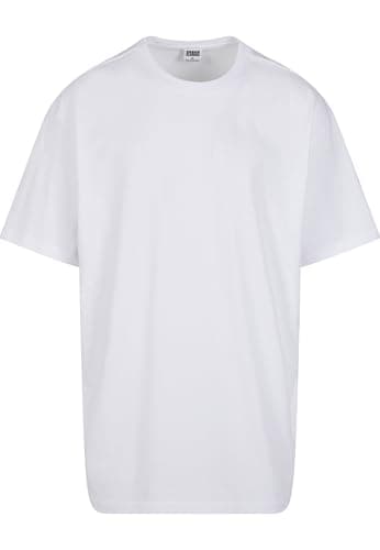Image of URBAN CLASSICS Men's Basic Oversized T-Shirt, Wide Cut, Long Tee, Short Sleeves Shirt with Crew Neck, 100% Jersey Cotton, in White, Size: 3XL