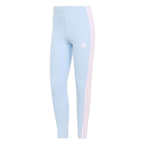 Image of adidas Women's Essentials 3-Stripes Cotton Leggings, Glow Blue/Clear Pink, M
