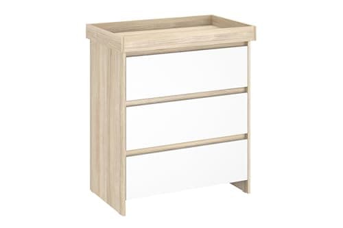 Image of Shefa Kids 880 Elm-White 3-Drawer Baby Changing Table with Drawers – Ergonomic Baby Changing Unit & Diaper Changing Station, Convertible Changing Table Unit, Nursery Furniture