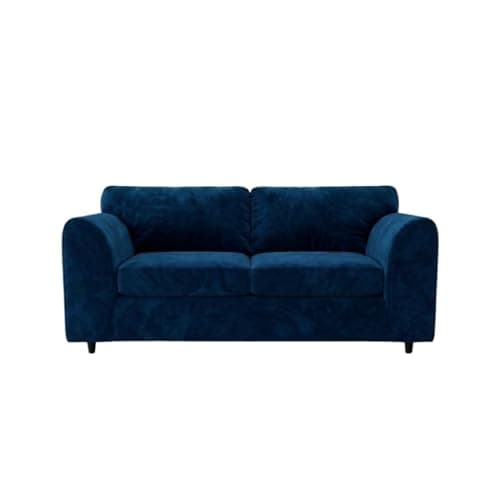 Image of Gamzo 3 Seater Sofa with Plush Velvet Fabric – Stylish Durable Wooden Frame, Full Back Seating, Comfort Cushions & Smooth Curved Arms | Elegant Couch for Living Room (Midnight Blue)
