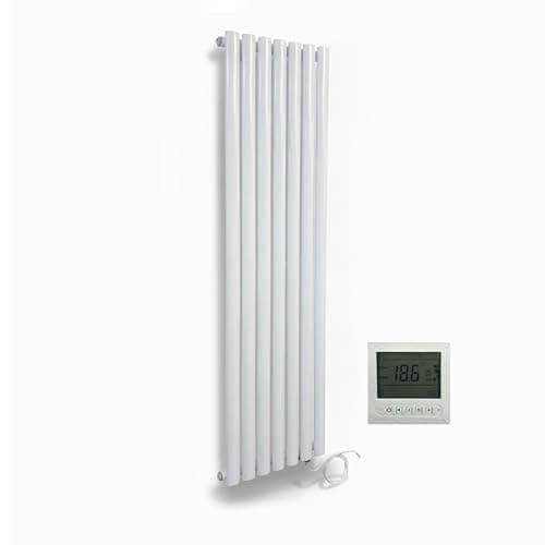 Image of Greenedhouse 1800 H x 420 W Electric White Single Panel Vertical Oval Tube Radiator Tall Column Radiator