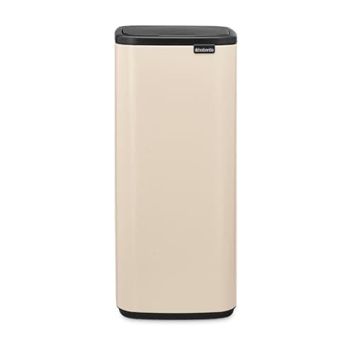 Image of Brabantia Bo Touch Bin 30L (Soft Beige), Space-Efficient and Rectangular Waste Bin with Soft-Touch Opening System, Easy to Clean Plastic Inner Bucket with Free PerfectFit Rubbish Bags Included