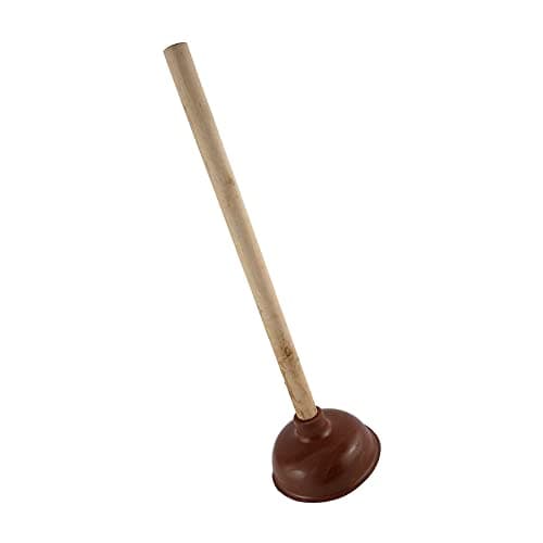 Image of KAV Large Toilet Plunger Sink Drain Cleaner with Wooden Handle and Strong Rubber Suction Cup for Cleaning Bathroom, Shower, Fix Clogged Kitchen Sink - 40cm