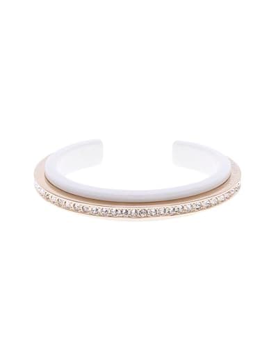 Image of Karen Millen Resin Crystal Cuff Bracelet for Women (Gold/White)
