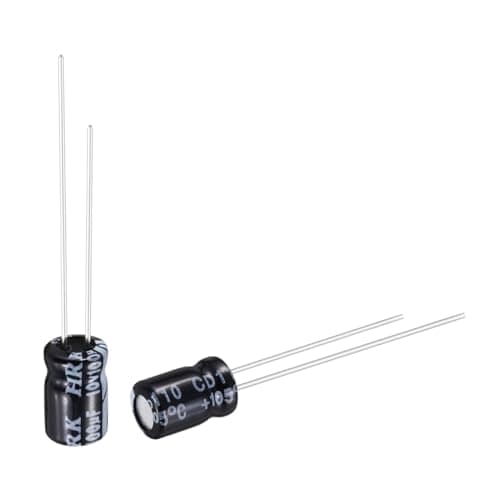 Image of sourcing map 100uF 10V 5x7mm Electrolytic Capacitor, Radial Leads Aluminum Capacitors for TVs, LCD Monitor, VCD, 50Pcs