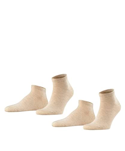 Image of FALKE Men's Happy Double Pack M Sn Cotton Low-Cut Plain 2 Pairs Trainer Socks, Beige Sand Melange 4650, 8.5-11