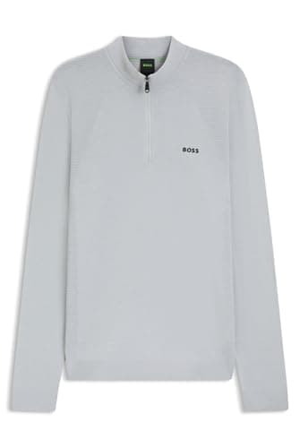 Image of BOSS Mens K Momentum-Lite MN Cotton-Blend Sweater with Quarter Zip and Body-Mapping