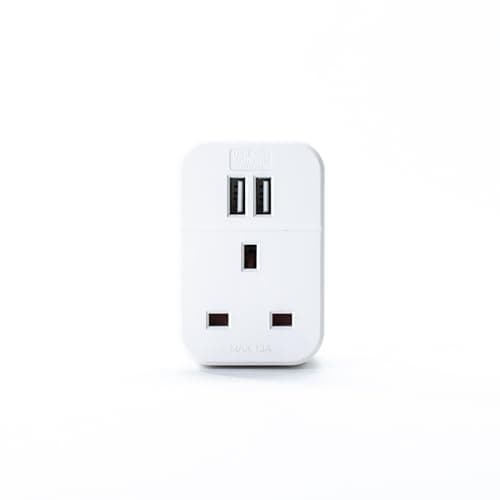 Image of STATUS Multi USB Plug Adapter White, 2 Port USB Adaptor Plug Through, S2USBPTAWH1PK3