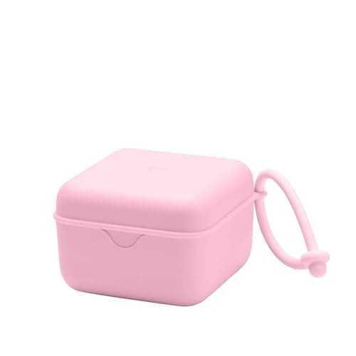 Image of BIBS Pacifier Box with Strap. Soother Holder and Steriliser case. 100% BPA Free Food-Grade Material - Baby Pink