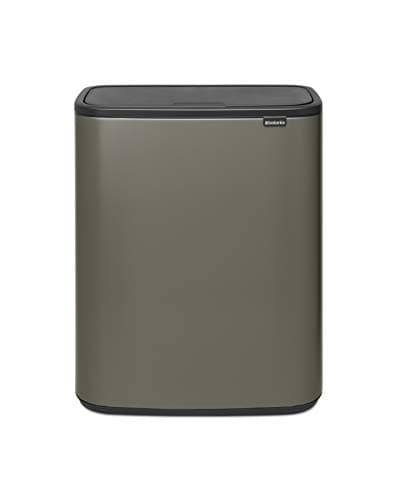 Image of Brabantia Bo Touch Bin - 2 x 30L Inner Buckets (Platinum) Large Waste/Recycling Kitchen Bin - Soft-touch
