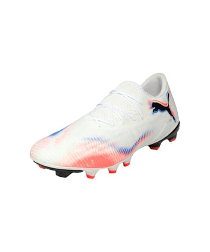 Image of PUMA Unisex Future 8 Match Low Firm Ground/Artifical Ground Football Boots, PUMA White-PUMA Black-Glowing Red, 8 UK