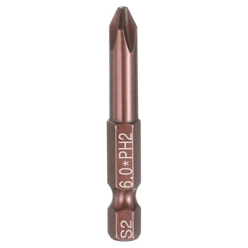 Image of sourcing map #2 Phillips Screwdriver Bit PH2 1/4" Hex Shank 2" (50mm) Long 6mm Rod Magnetic Cross Head Drive Drill Bits S2 Steel Industrial Screw Driver Electric Power Tool, Brown