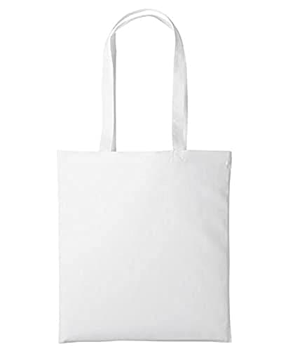 Image of Boolavard Cotton Tote Bag, Lightweight Medium Reusable Grocery Shopping Cloth Bags, Suitable for DIY, Advertising, Promotion, Giveaway, Activity (White)