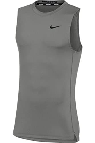 Image of Nike Mens Pro Sleeveless Fitted Training Tee, Grey, Medium