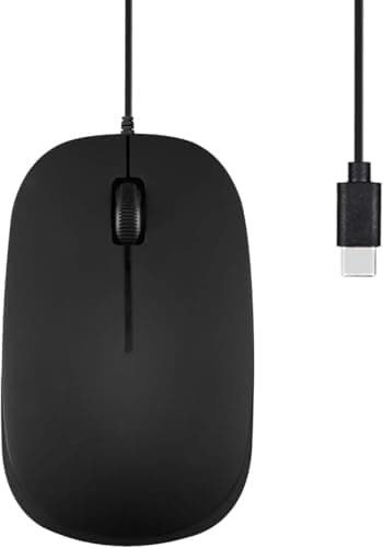 Image of Perixx PERIMICE-201C Compact Optical Mouse, USB-C Connection, 1000 DPI, Ambidextrous Design, Black