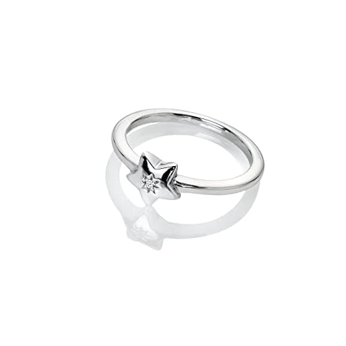 Image of Hot Diamonds 925 Sterling Silver Star Ring - Minimalist Women's Ring - Real Hand Set Diamond Size R