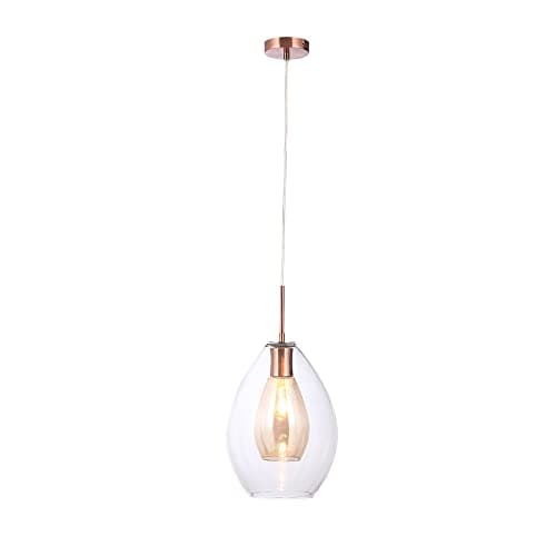 Image of LITECRAFT Ceiling Pendant Double Glass Shaded 1 Light - Copper, Clear Clearance