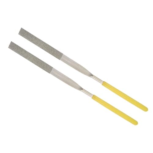 Image of CoCud Diamond Coated Needle File, | 4mm Shank 160mm Length|, Diamond Flat Files Sharpening Tool - (Applications: for Metal Glass Stone), 2-Pieces