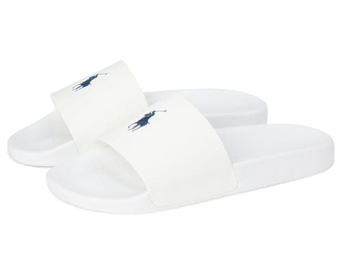 Image of POLO RALPH LAUREN Polo Slide Sandal, White/Navy, 11 UK