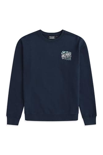 Image of Animal Jonah Mens Falmouth Sweatshirt - Elasticated Cuffs & Hem - Fall & Winter Outdoors Navy M