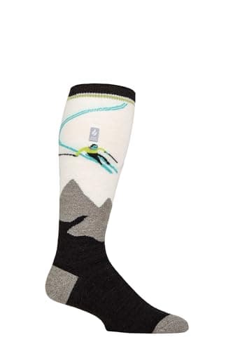 Image of HEAT HOLDERS SOCKSHOP Mens 1.0 TOG Slalom Adventure Ultra Lite Ski Socks Pack of 1 (UK, Numeric, 6, 11, Regular, Regular, Slopes Black)