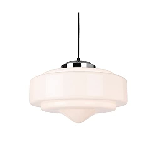 Image of Firstlight 2938CH Art Deco 1 Light Ceiling Pendant Light in Chrome with Opal Glass