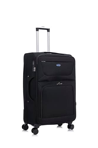 Image of Aerostar Large 29” Lightweight Softshell Expandable Suitcase, Integrated Combination Lock, 4 Wheels Check in Luggage for 23kg (Black, 112 litres)