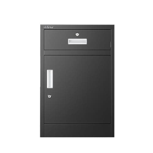 Image of Atahome Metal Storage Cabinet with Lockable Door & Drawer, Steel Office Cupboard with Adjustable Shelf, Secure Under Desk Filing Cabinet for Home,Office, Bedroom & Garage, 67x43x40 cm (Black)