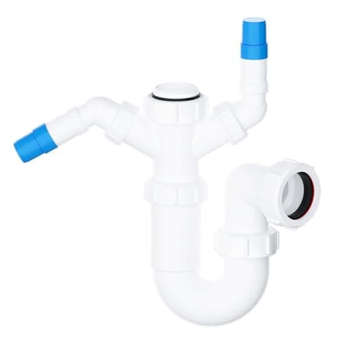 Image of SPARES2GO 40mm Sink Trap Double Nozzle Washing Machine Dishwasher 75mm Water Seal Discharge Kit