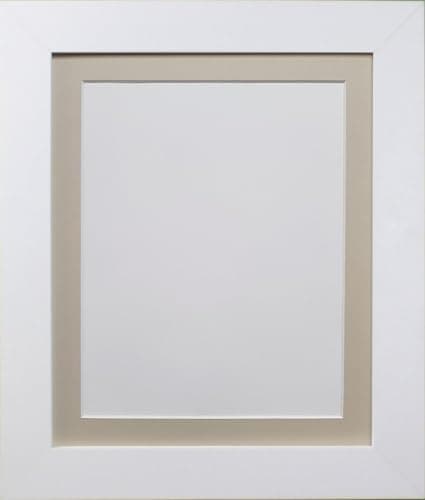 Image of FRAMES BY POST Metro White Picture Photo Frame with Light Grey Mount 18" x 14" For Pic Size 14" x 11"