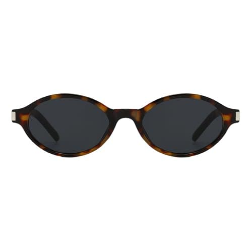 Image of YAMEIZE Retro Oval Sunglasses Women Men Vintage Small Frame Sunglasses 90s Sun Glasses UV400 (Tortoise Shell Black)