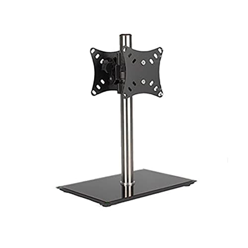 Image of Single/Dual Screen Tv Monitor Stand With Glass Base For 14-27 Inch Universal Tv, Desktop Tv Mount Bracket,Black-Single screen