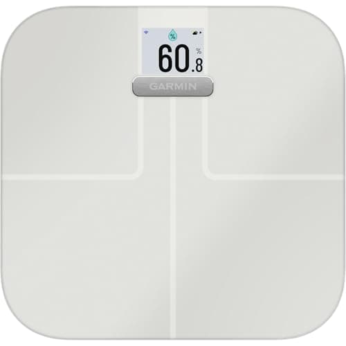 Image of Garmin Index S2 Smart Scale, measure weight & body composition, BMI, weight trend, body fat percentage, muscle & bone mass, built in wifi, pair with Garmin Connect, up to 16 users, White