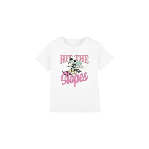 Image of Mickey Mouse Boys Hit The Slopes Unisex Kids T-Shirt, White, 9-10 Years UK