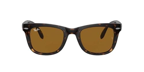 Image of Ray-Ban Men's Folding Wayfarer Sunglasses, Brown (Tortoise Frame/Brown B-15xlt Lens), 54 mm