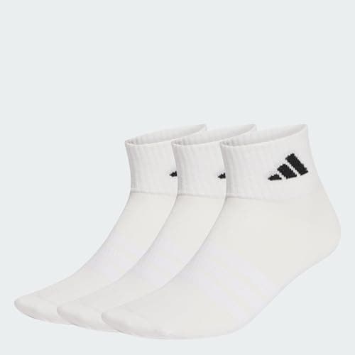 Image of adidas Unisex THIN&LIGHT SPORTSWEAR ANKLE SOCKS 3 PAIR PACK, white/white/black, 6.5-8