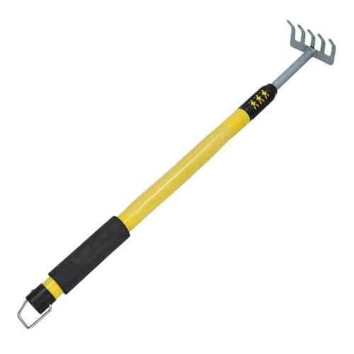 Image of Garden Mile Telescopic Hand Held Garden Rake For Soil Adjustable Length Carbon Steel Lawn Levelling Rake With Soft Grip Handle Heavy Duty Gardening Tools Weeding Tool Garden Rakes For Lawns