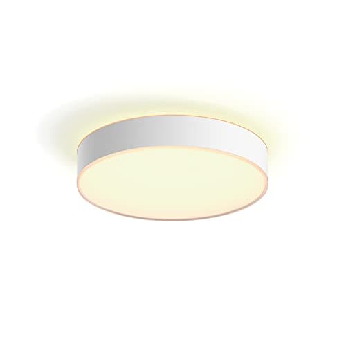 Image of Philips Hue Devere White Ambiance Smart LED Bathroom Ceiling Light Fixture [Medium White with Dimmer Switch] Works with Alexa, Google Assistant and Apple Homekit.